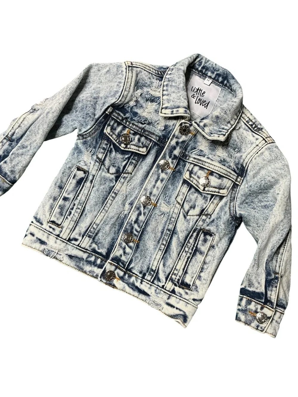 KISS Upcycled Denim 80s Stonewashed Distressed Band Jean Jacket Costume